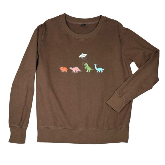 ROMWE Other - Romwe Doomsday Long Sleeve T Shirt Mens Small Brown UFO Dinosaur Y2K Grunge